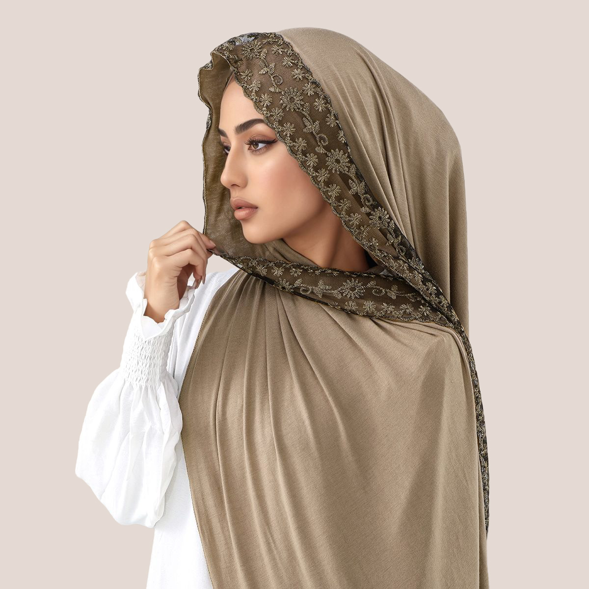 Embroidery Lace - Maglia di cotone con ricamo in