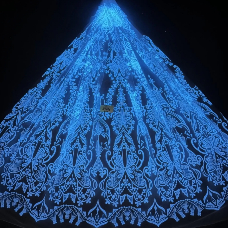 Embroidery Net Fabric - 2026 Tessuto Blu di Tendenza con