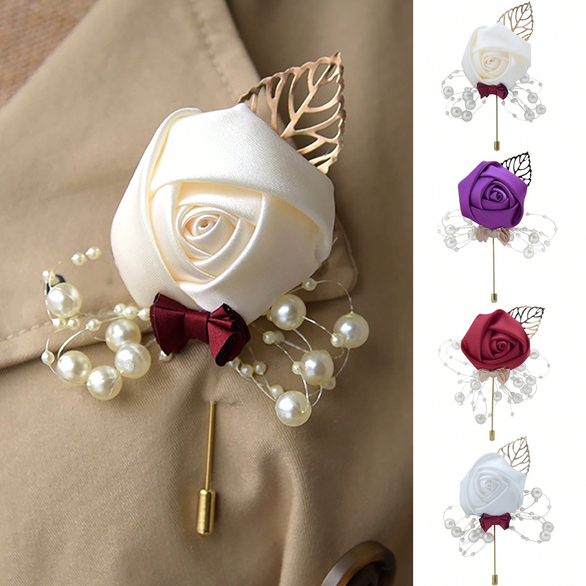Embroidery Knot - 1 Pezzo Boutonnière da Sposo a