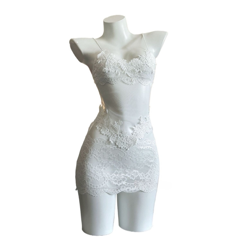 Embroidery Lace - Abito Sexy in Pizzo Ricamato Senza
